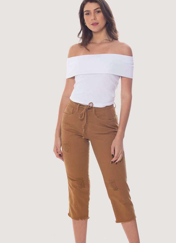 Osmoze - Calca Jeans Osmoze Cropped Slim Rasgos 6001100180 Laranja Laranja
