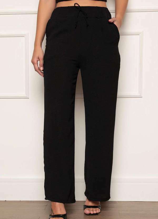 Zipituka - Calca Pantalona Duna Amarracao Bolsos Preto Preto