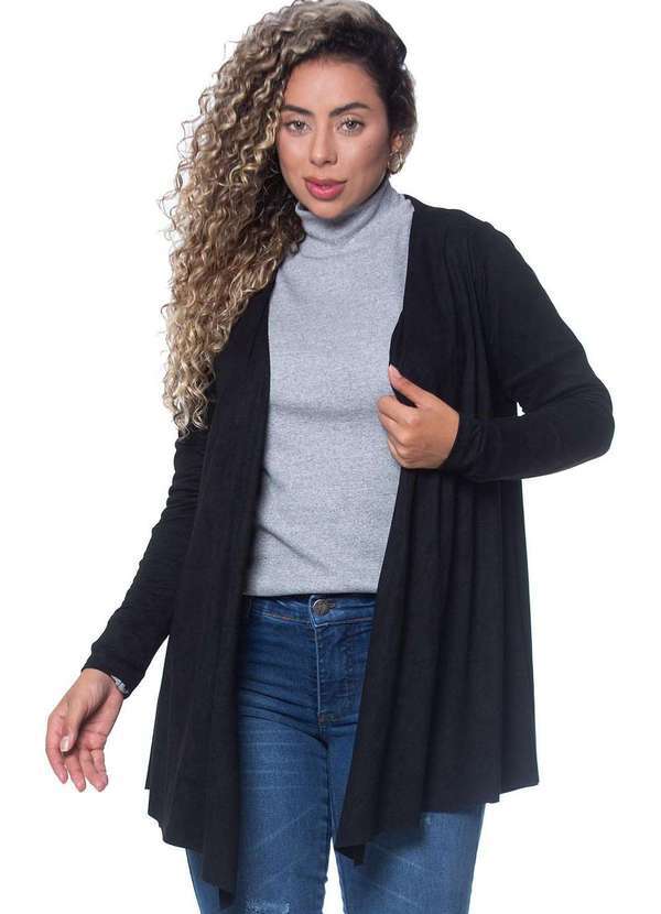 Cardigan Alongado Zipituka 923 Preto Preto - We Happy Cardigan Alongado Zipituka 923 Preto Preto - We Happy