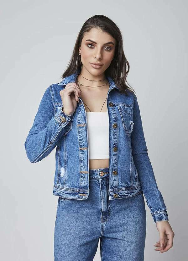 Jaqueta Feminina Jeans Azul
