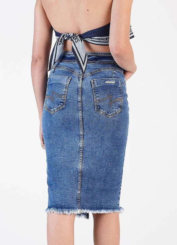 Denuncia - Saia Jeans Denuncia Mid Destroyed 217322397 Azul Azul 3