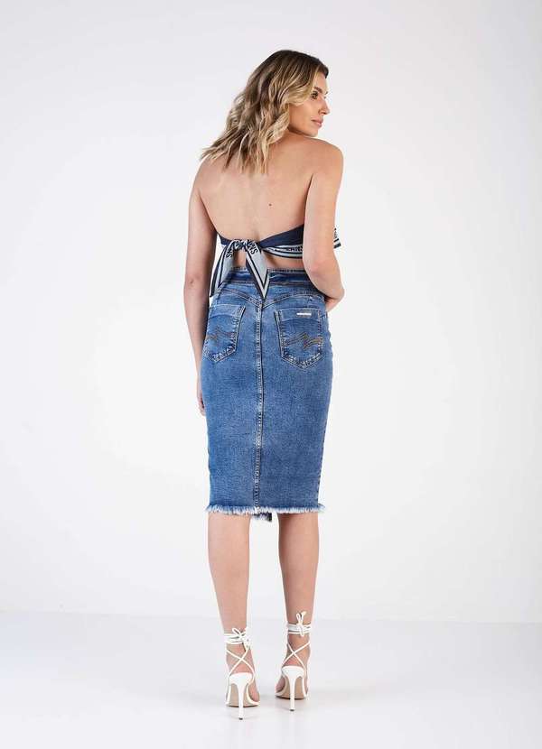 Denuncia - Saia Jeans Denuncia Mid Destroyed 217322397 Azul Azul 4