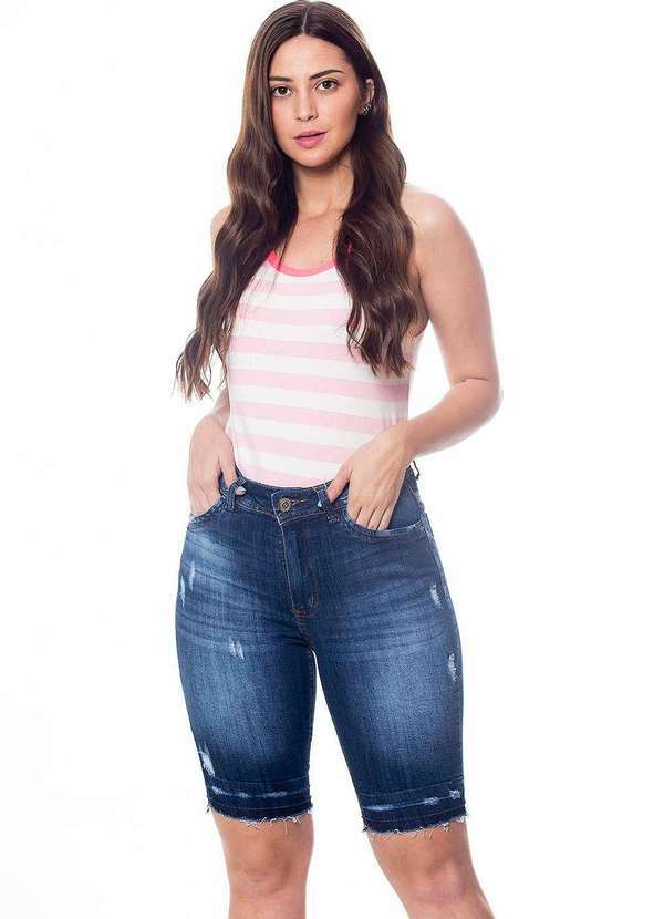 Mucs - Bermuda Jeans Pedal Feminina Azul Azul