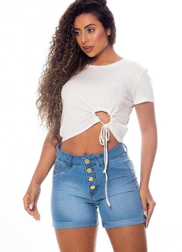 Abrazzo - Shorts Jeans Feminino Confort Azul Azul 3