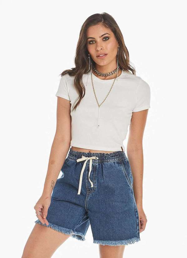 Osmoze - Shorts Jeans Feminino Jogger Azul Azul