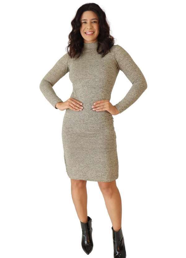 Zipituka - Vestido Curto Manga Longa em Lanzinha Cinza Cinza