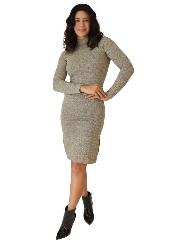 Zipituka - Vestido Curto Manga Longa em Lanzinha Cinza Cinza 2