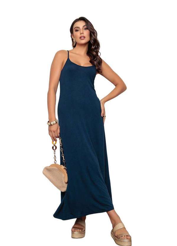 Zipituka - Vestido Longo de Alcinha com Bolsos Azul Azul