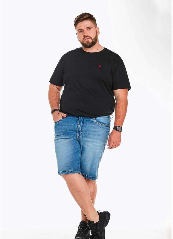 Denuncia - Bermuda Masculina Plus Size Middle Denuncia 1033300009 Azul Azul