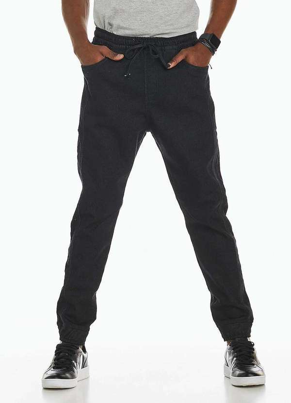 Denuncia - Calca Jeans Masculina Jogger Denuncia 101324350 Preta Preto