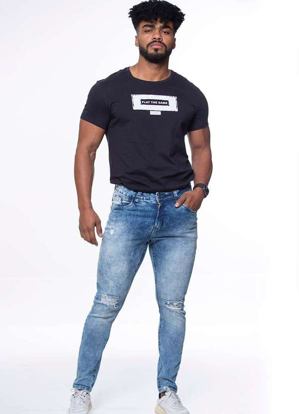 Denuncia Calca Jeans Masculina Low Denuncia 101324348 Azul Azul