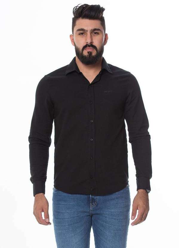 Osmoze - Camisa Masculina Manga Longa Osmoze 115120155 Preto Preto