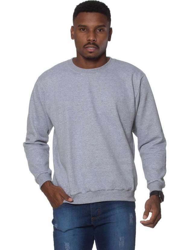We Happy - Blusao Moletom Basico Masculino Gola Redonda Cinza Cinza