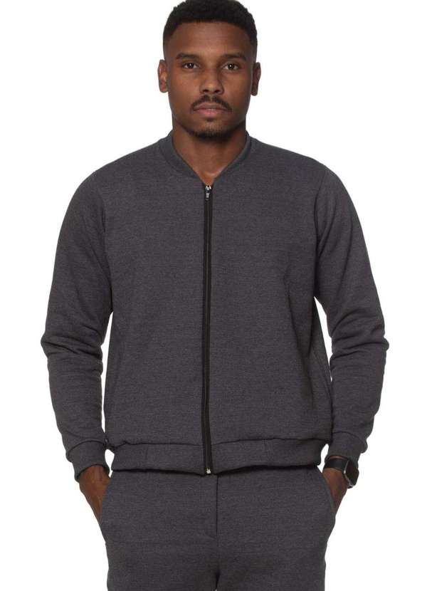 We Happy - Jaqueta Moletom Ziper Basica Masculina Cinza Cinza