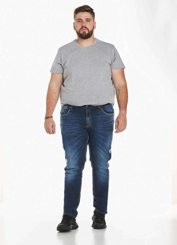 Denuncia - Calca Jeans Masculina Plus Size Skinny Denuncia 1013300014 Azul Azul