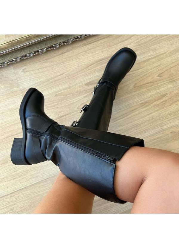 Damannu Shoes - Bota Biker Cano Alto Thamy Preto Preto 3