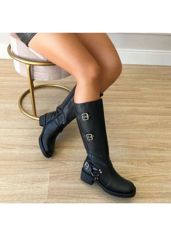 Damannu Shoes - Bota Biker Cano Alto Thamy Preto Preto 4