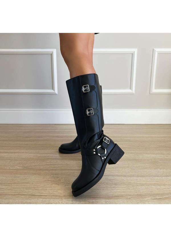 Damannu Shoes - Bota Biker Cano Alto Thamy Preto Preto 6