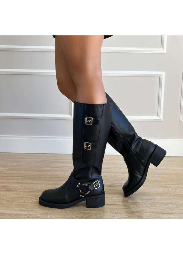 Damannu Shoes - Bota Biker Cano Alto Thamy Preto Preto 7