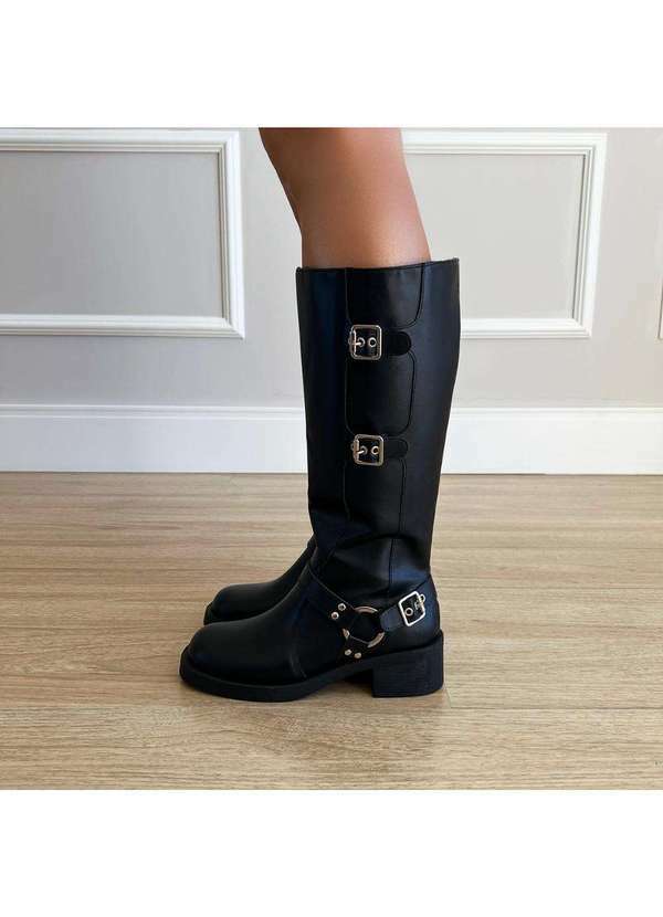 Damannu Shoes - Bota Biker Cano Alto Thamy Preto Preto 8