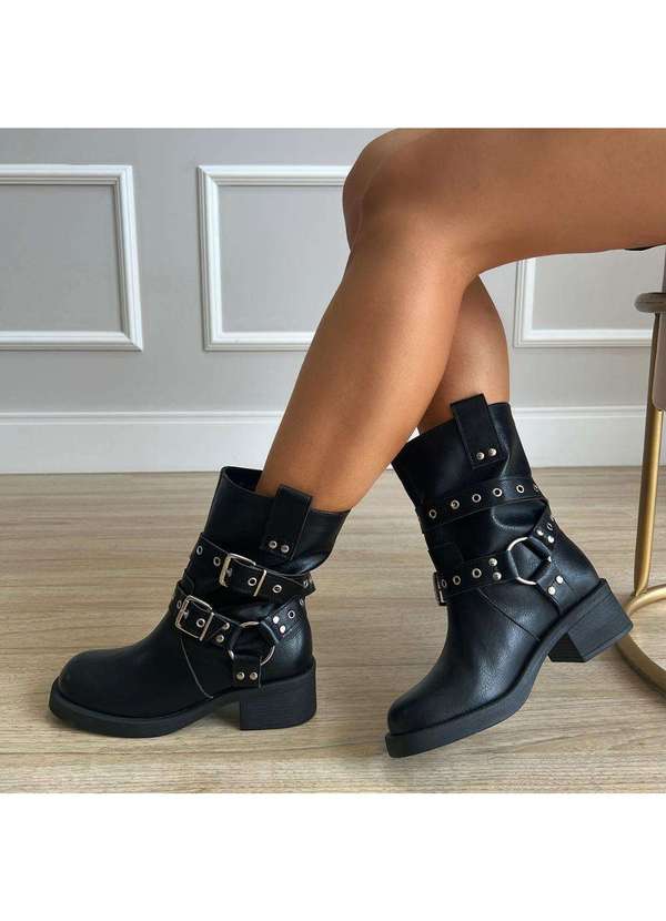 Damannu Shoes - Bota Biker Fivelas Cindy Preto Preto 1