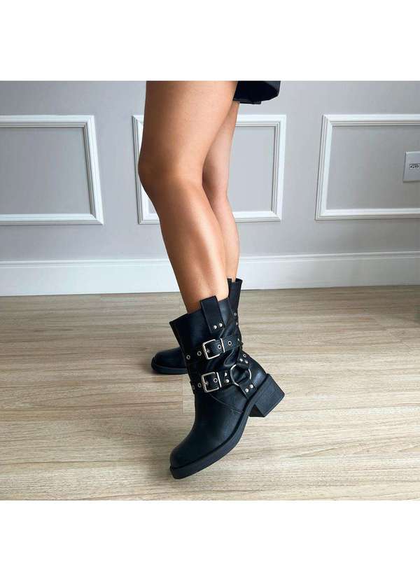 Damannu Shoes - Bota Biker Fivelas Cindy Preto Preto 3