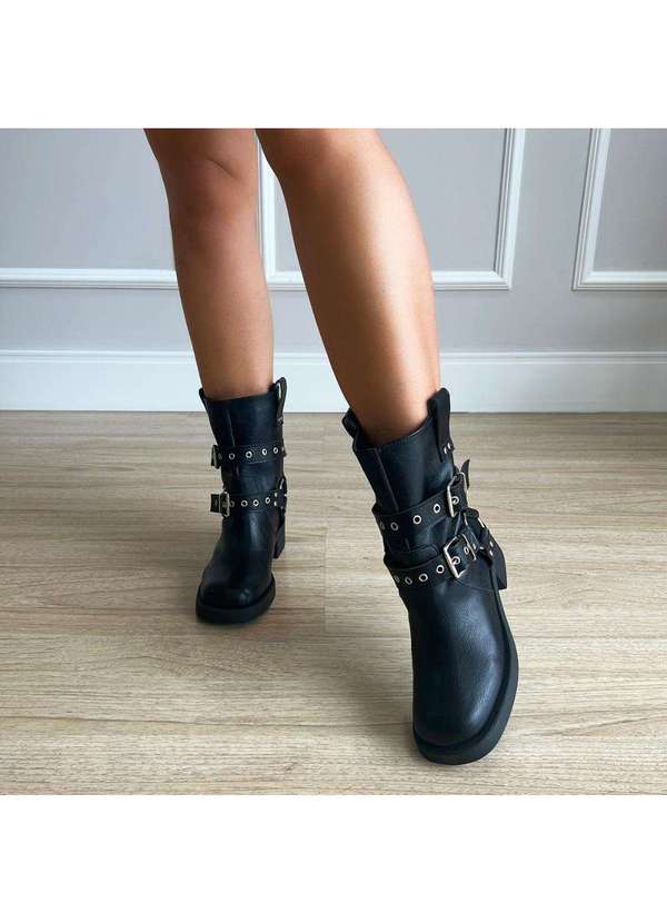 Damannu Shoes - Bota Biker Fivelas Cindy Preto Preto 5