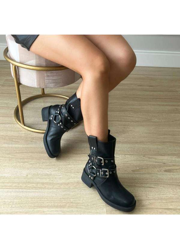 Damannu Shoes - Bota Biker Fivelas Cindy Preto Preto 7