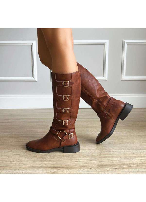 Damannu Shoes - Bota Biker Fivelas Hanna Caramelo Marrom 1