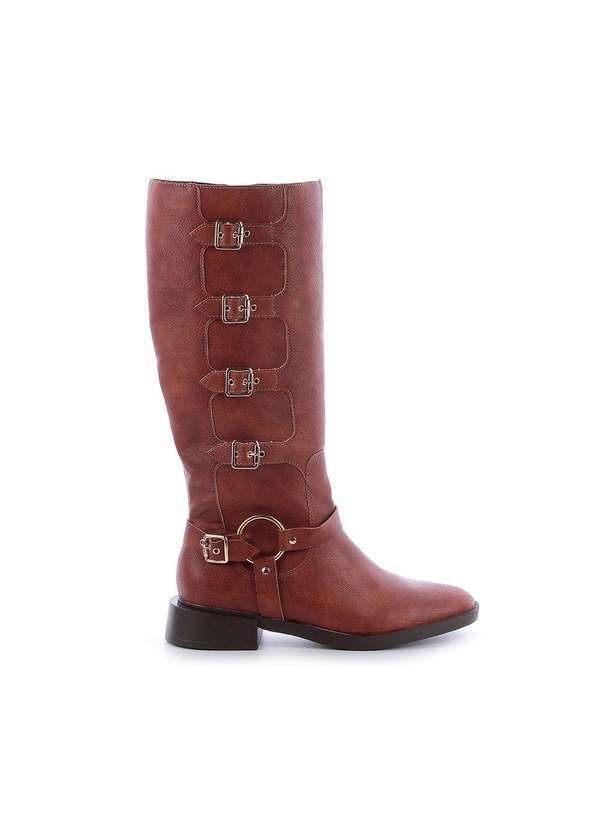 Damannu Shoes - Bota Biker Fivelas Hanna Caramelo Marrom 2