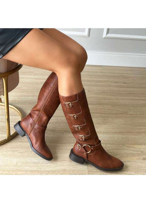 Damannu Shoes - Bota Biker Fivelas Hanna Caramelo Marrom 3