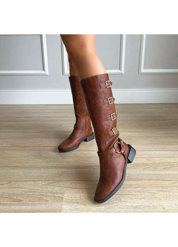 Damannu Shoes - Bota Biker Fivelas Hanna Caramelo Marrom 5