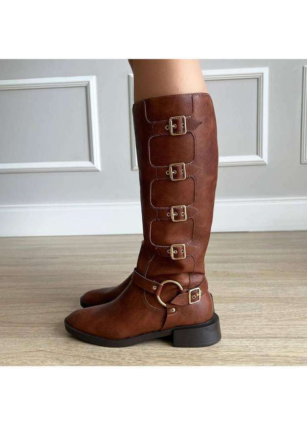 Damannu Shoes - Bota Biker Fivelas Hanna Caramelo Marrom 7