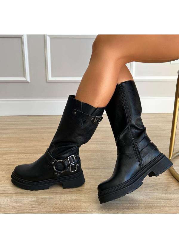 Damannu Shoes - Bota Biker Yonara Preto Preto