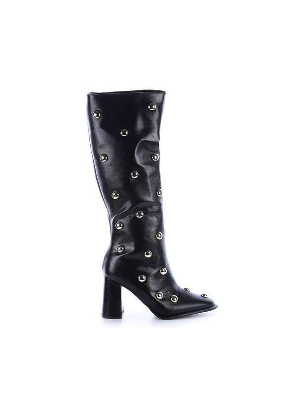 Damannu Shoes - Bota Cano Alto Aplicações Suzane Preto Preto