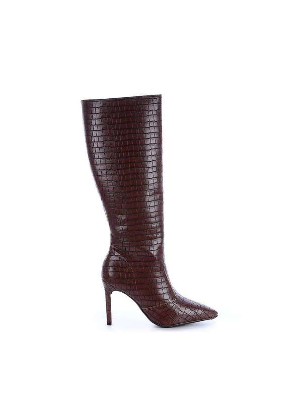 Damannu Shoes - Bota Cano Alto Isis Croco Marrom Marrom
