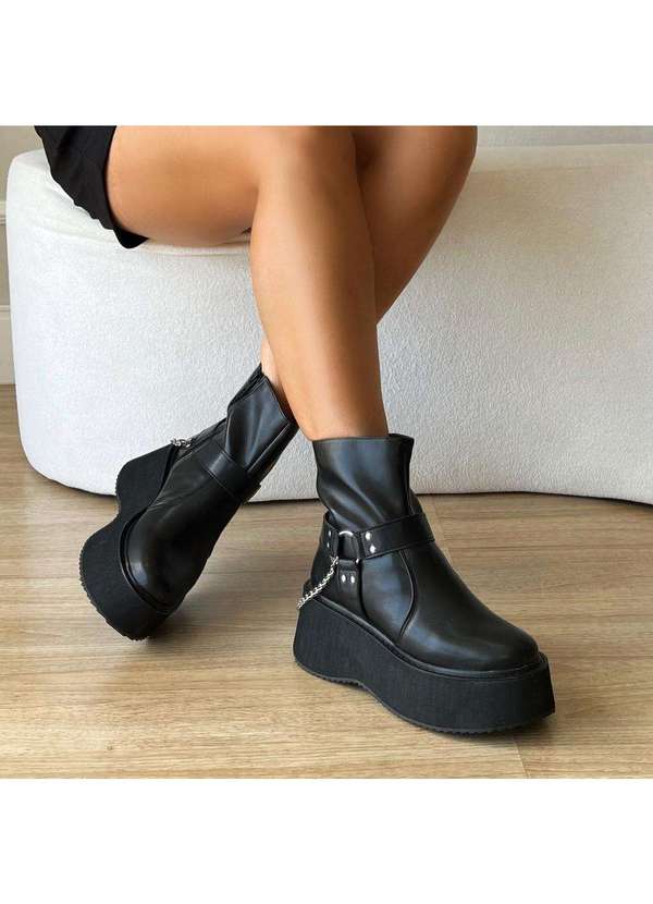 Damannu Shoes - Bota Coturno Plataforma Lívia Preto Preto 2