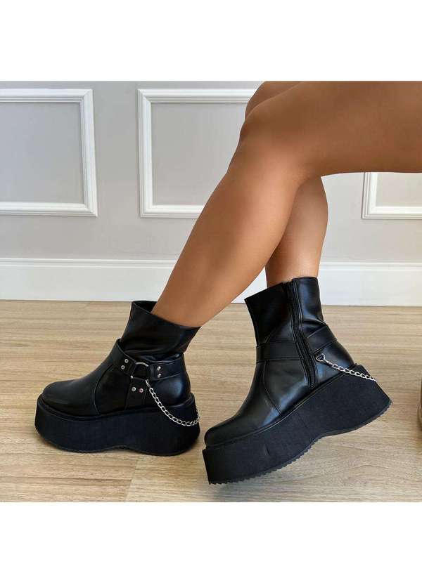 Damannu Shoes - Bota Coturno Plataforma Lívia Preto Preto 4