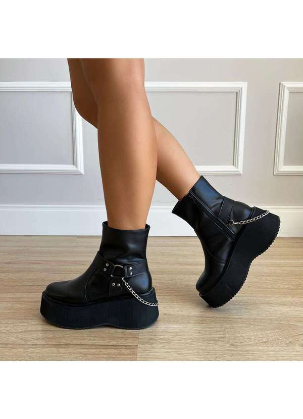 Damannu Shoes - Bota Coturno Plataforma Lívia Preto Preto 6