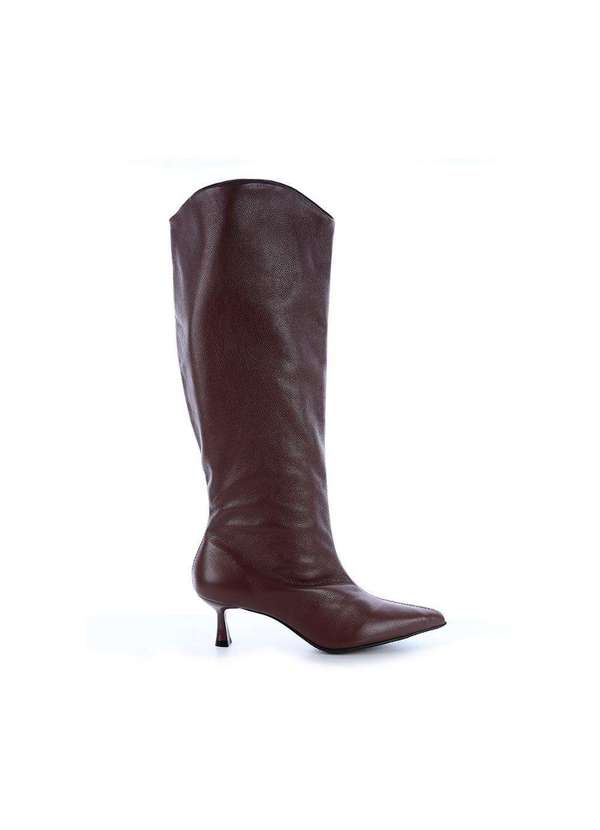 Damannu Shoes - Bota de Couro Salto Taça Emily Marrom Marrom