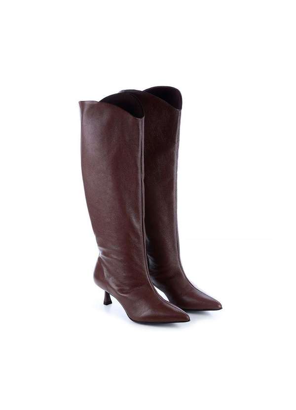 Damannu Shoes - Bota de Couro Salto Taça Emily Marrom Marrom 3