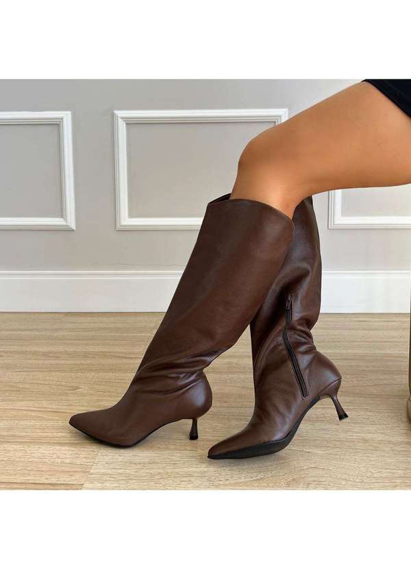 Damannu Shoes - Bota de Couro Salto Taça Emily Marrom Marrom 4