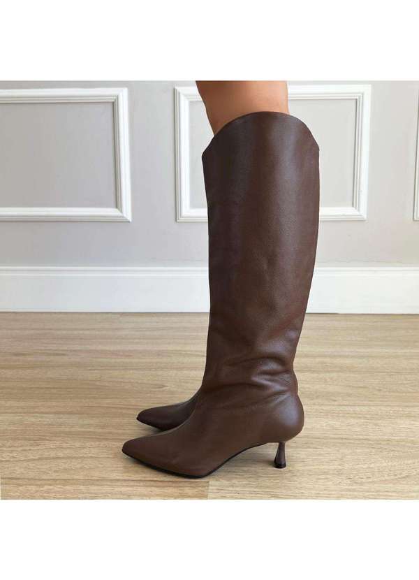 Damannu Shoes - Bota de Couro Salto Taça Emily Marrom Marrom 6