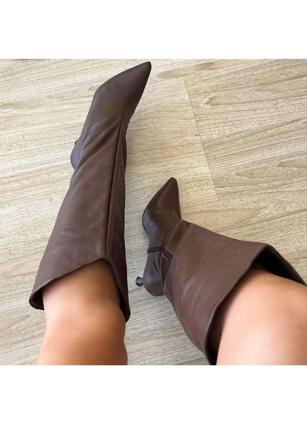 Damannu Shoes - Bota de Couro Salto Taça Emily Marrom Marrom 7
