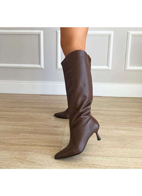 Damannu Shoes - Bota de Couro Salto Taça Emily Marrom Marrom 8