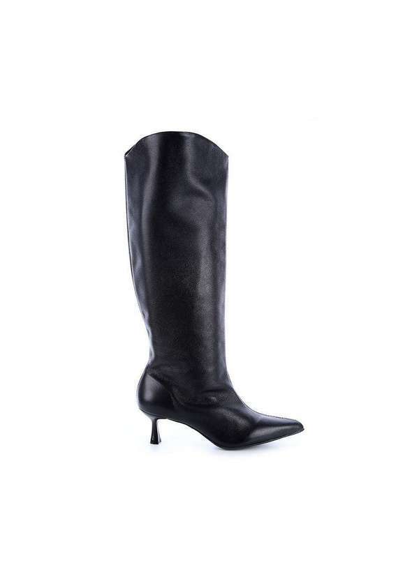 Damannu Shoes - Bota de Couro Salto Taça Emily Preto Preto