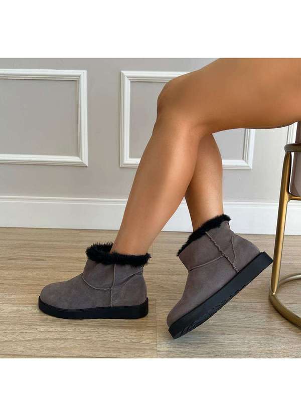 Damannu Shoes - Bota de Pelos Kauana Cinza Cinza