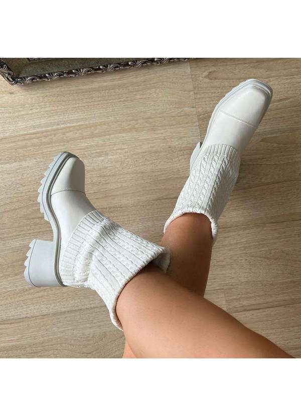 Damannu Shoes - Bota Meia Betina Off White Off White 3