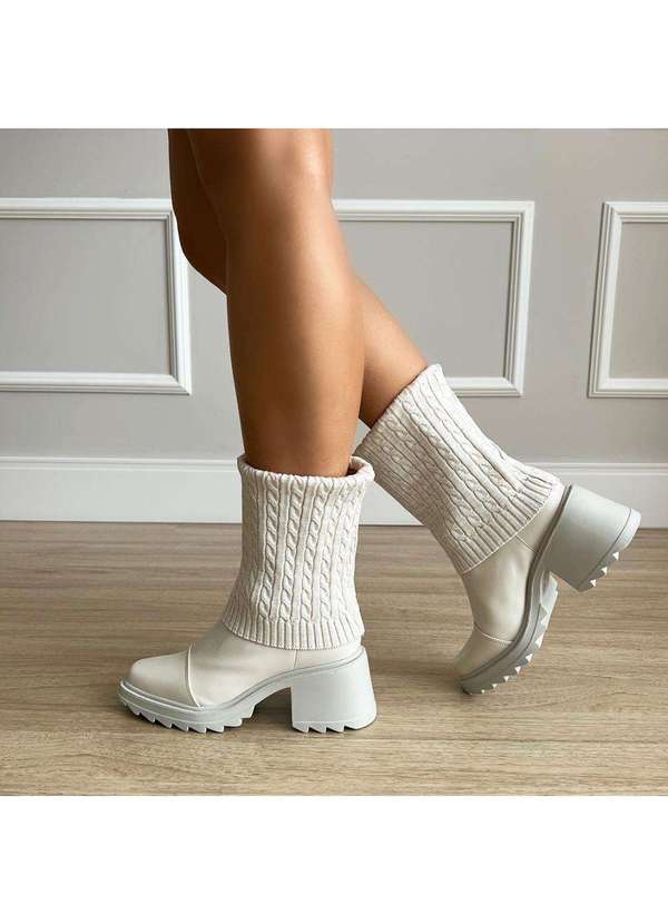 Damannu Shoes - Bota Meia Betina Off White Off White 5