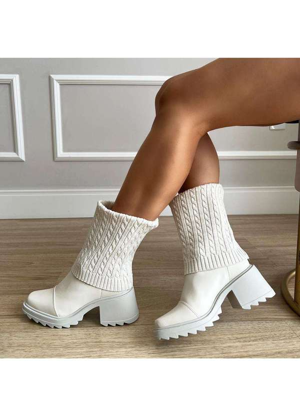 Damannu Shoes - Bota Meia Betina Off White Off White 6